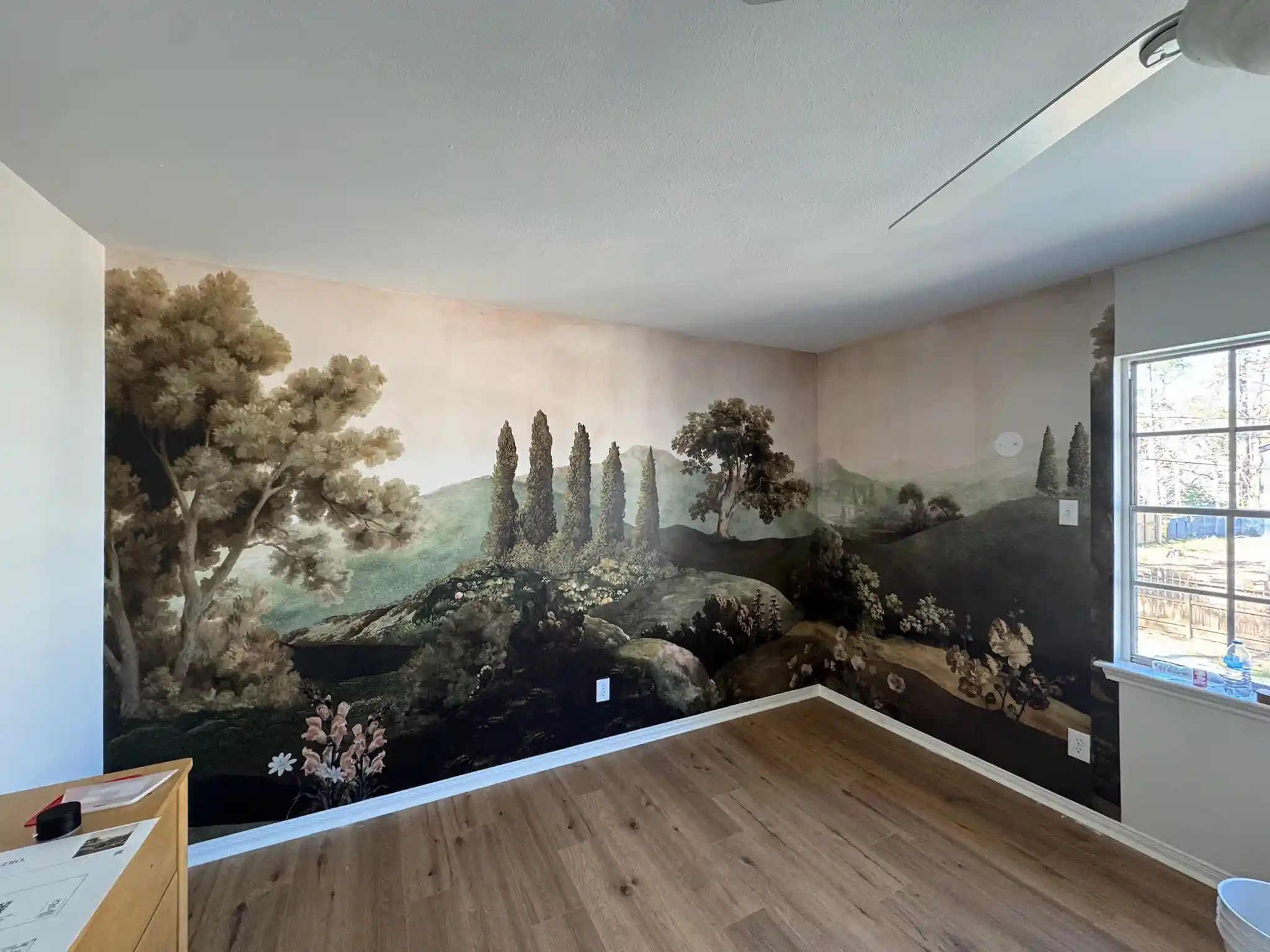 Luxury fabric wallpaper in San Diego residence